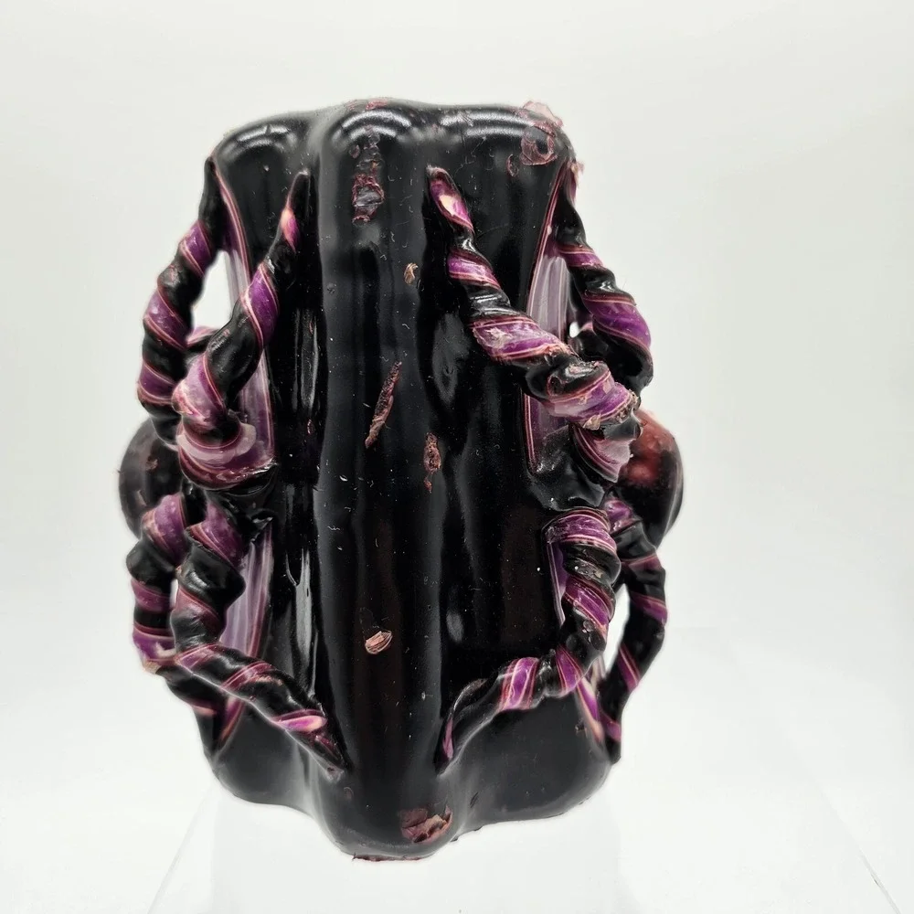Vintage Hand Carved Ribbon Swirl Spider Candle 5x3